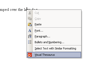 Open the Visual Thesaurus from a context menu.
