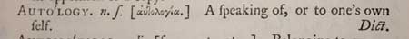autology autology, a speaking of, or to one's own self